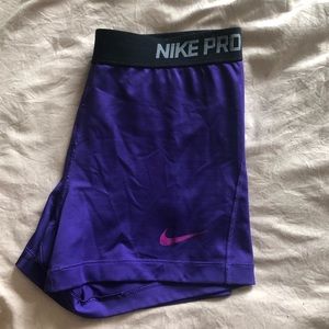 Purple Spandex Nike Pro Athletic Running Shorts